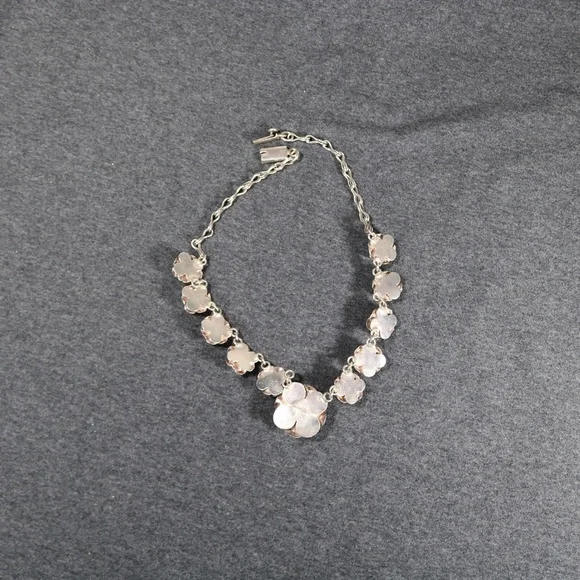 vintage handmade925 sterling silver mexico flower Necklace